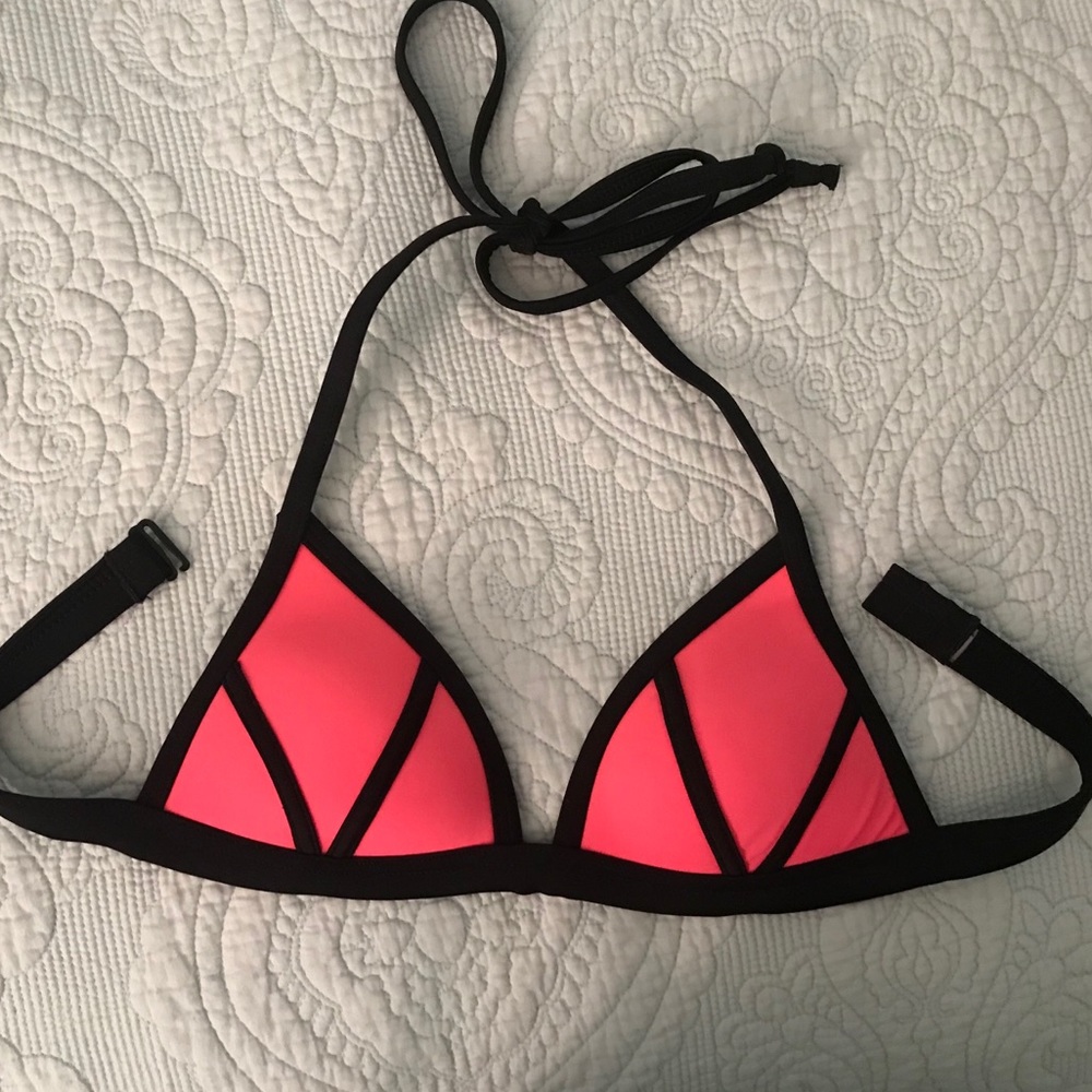VS PINK bright pink triangle push up bikini top